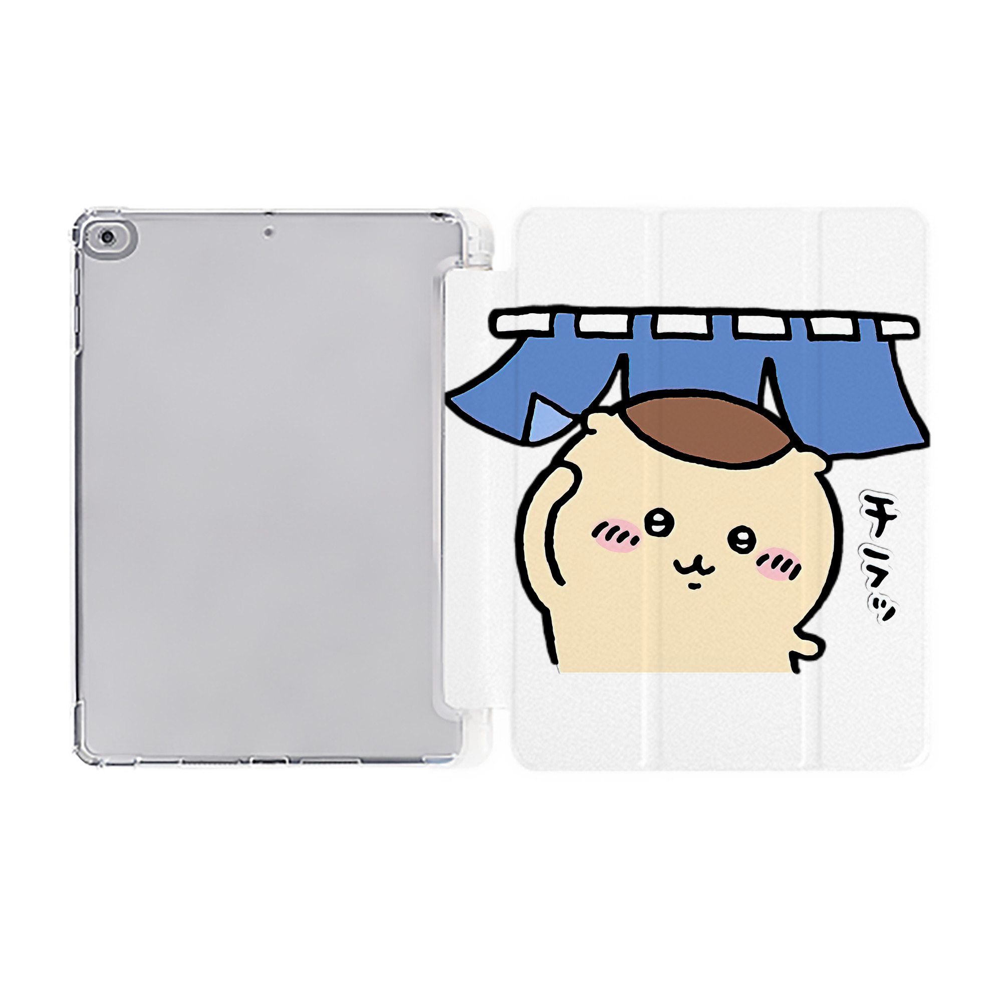 （画像用） ちいかわ くりまんじゅう Chii-kawa kuri manjū IPad ケース ペン収納付き 三つ折りスタンド PUレザー×シリコン 対応機種9.5/10.5/10.9インチ